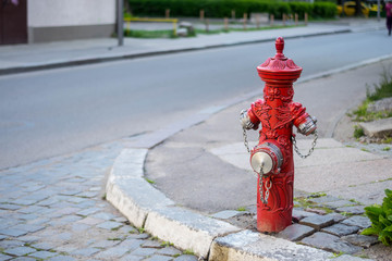 red fire hydrant city old