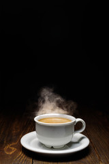 Hot coffee with steam