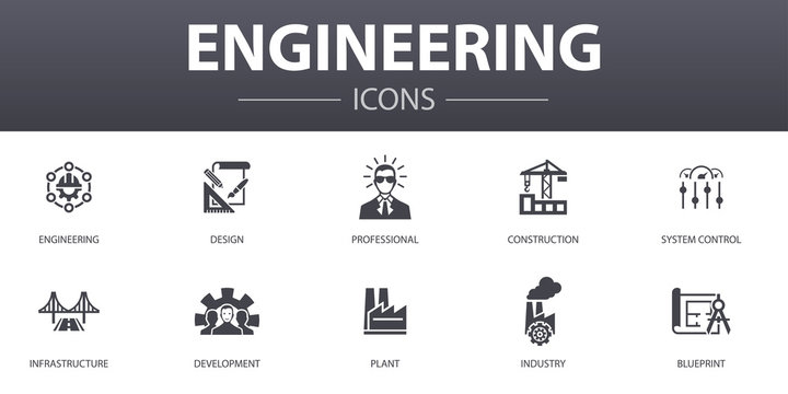 engineering simple concept icons set. Contains such icons as design, professional, System Control, Infrastructure and more, can be used for web, logo, UI/UX