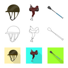 Vector illustration of equipment and riding logo. Set of equipment and competition vector icon for stock.