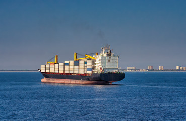 big container vessel in valencia anchorage area