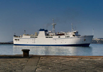 detail of ferry boat that connect naples with procida