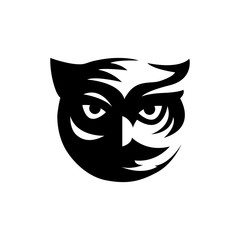 black and white owl logo design in white background