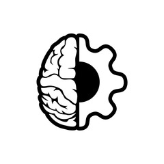 Brain and gear cog logo icon