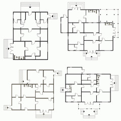 Architectural blueprint in top view background. Vector technical project background illustration