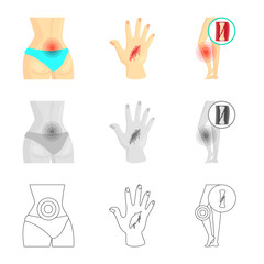 Fototapeta premium Vector design of hospital and rendering icon. Set of hospital and help stock vector illustration.