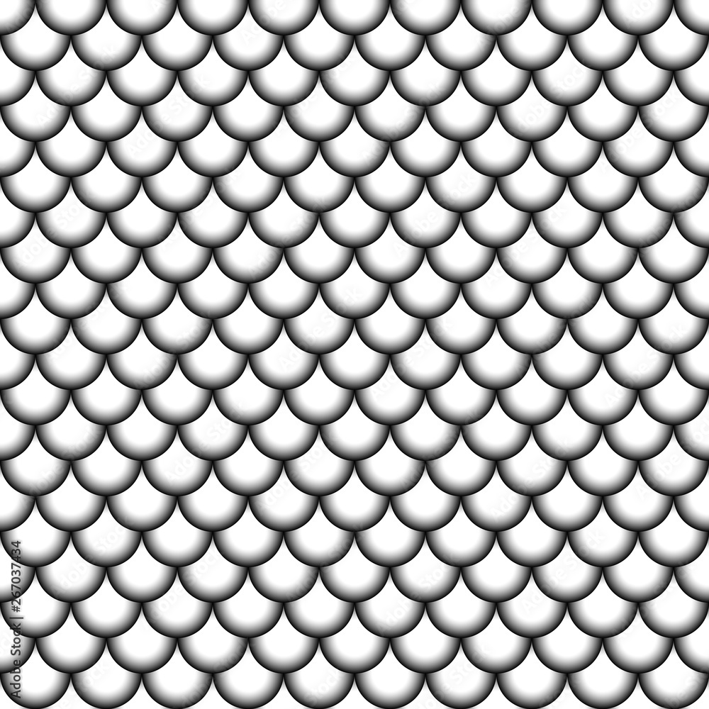 Poster seamless pattern fish scales asian style, vector background seamless circles with black and white gr