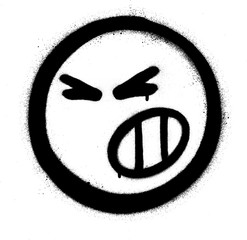 graffiti aggressive icon sprayed in blaclk over white © johnjohnson