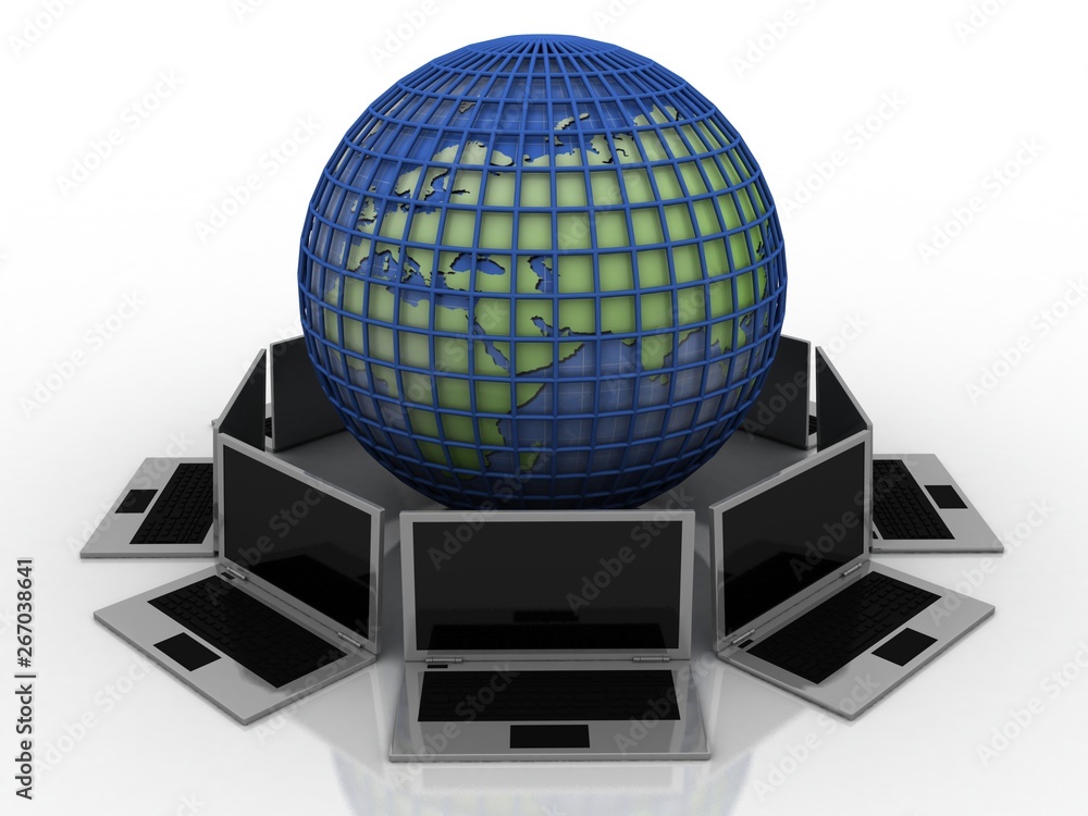Poster 3d rendering computer network