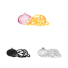 Vector illustration of onion  and ring  sign. Set of onion  and crisp  vector icon for stock.