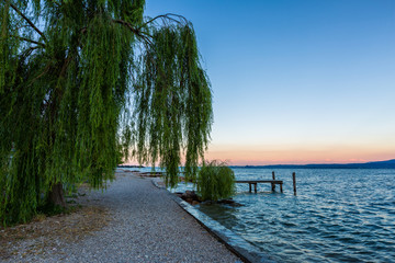 Early summer morning on Garda lake, Italy