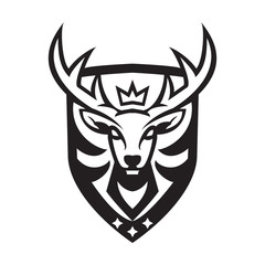 deer king three star with shield line art design illusration concept