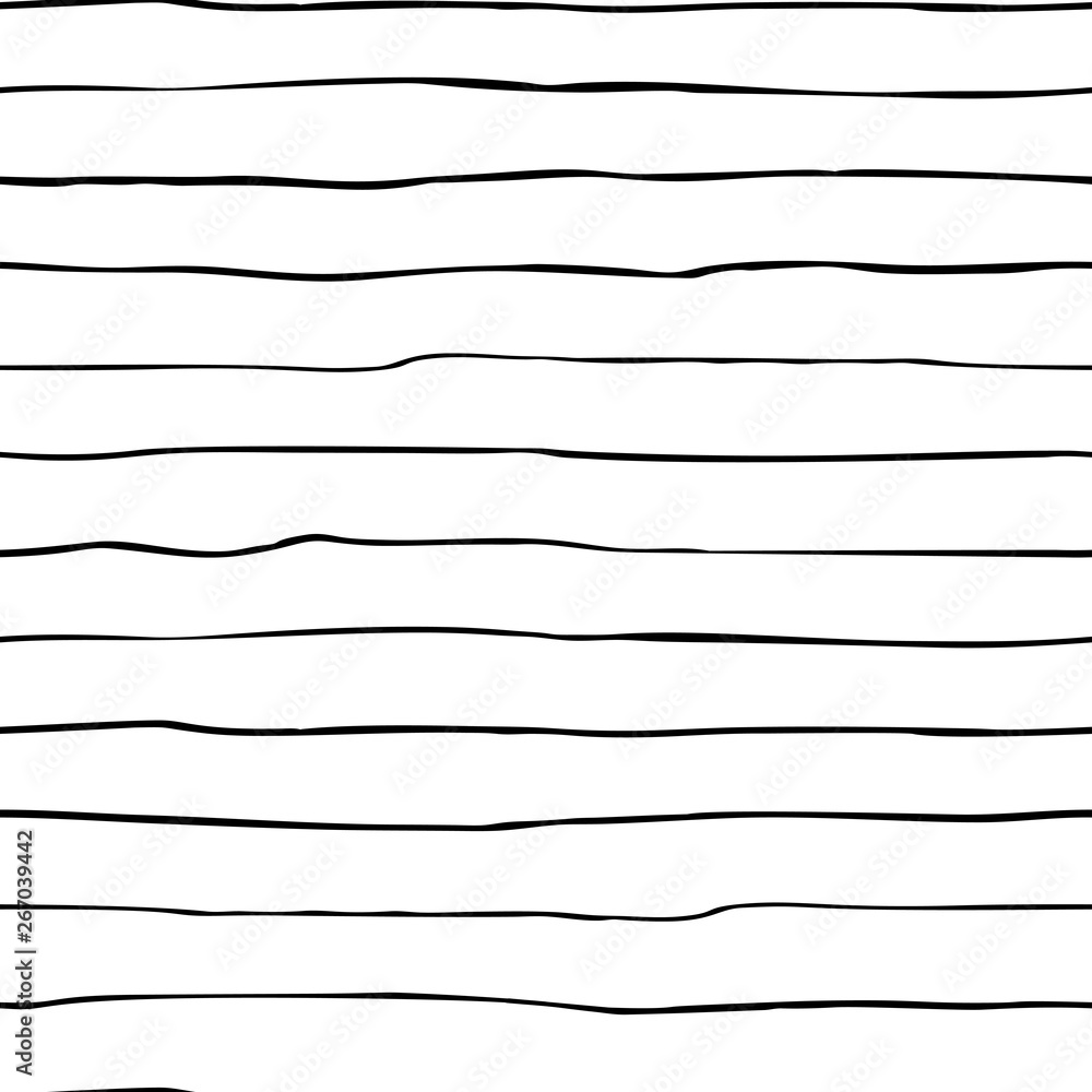 Poster hand painted black ink stipes. vector seamless pattern with simple lines on white background.