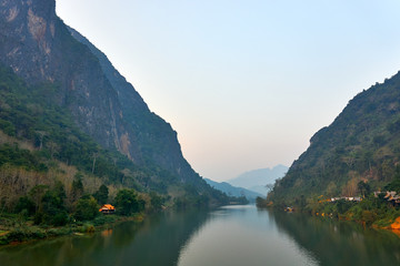 House at Nam Ou River in Nong Khiaw, Laos