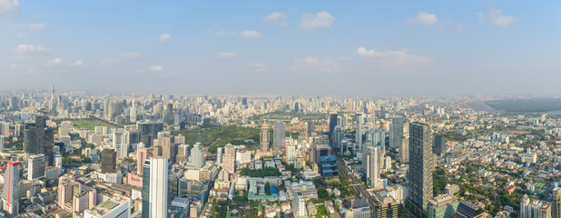 Panorama view of high building in city
