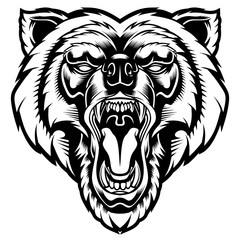 Roaring bear head mascot.