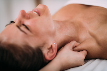 Fototapeta na wymiar Shoulder blade Sports Massage Therapy