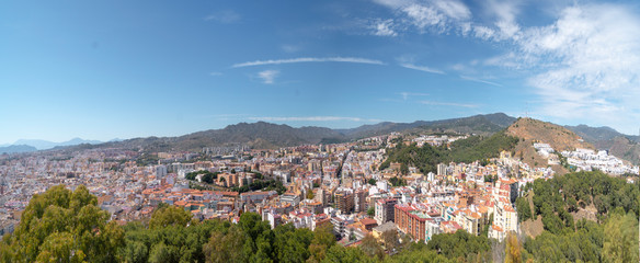 Fototapeta na wymiar Panoramic of Málaga from Gibralfaro castle