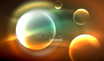 Vector glowing neon circles abstract background
