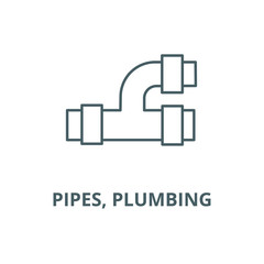 Pipes, plumbing vector line icon, outline concept, linear sign