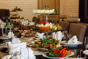 Banquet table in restaurant