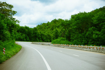 Go ahead on route in a mountain.