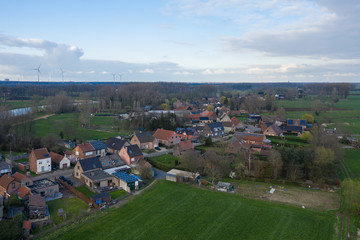 Aerial view of Mendonk, a small village in East Flanders, Belgium