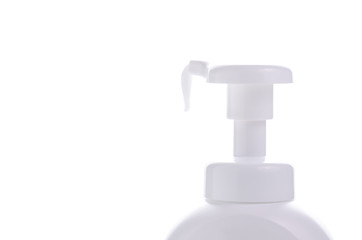 Fototapeta na wymiar pump of bottle with bubble splash on white background