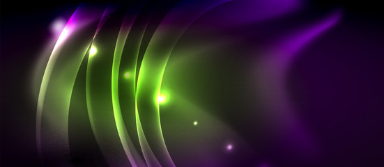 Glossy glowing neon light wave background