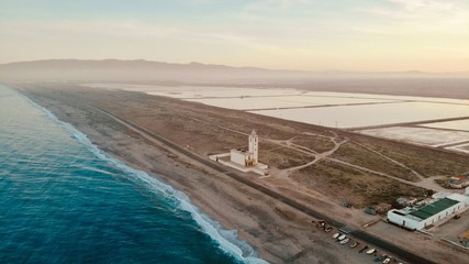 VISTAS AEREAS DE LAS SALINAS DEL CABO DE GATA , EN ALMERIA . ANDALUCIA .ESPAÑA 