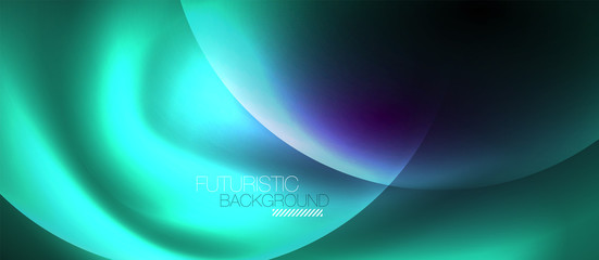 Shiny neon color light with circles abstract background