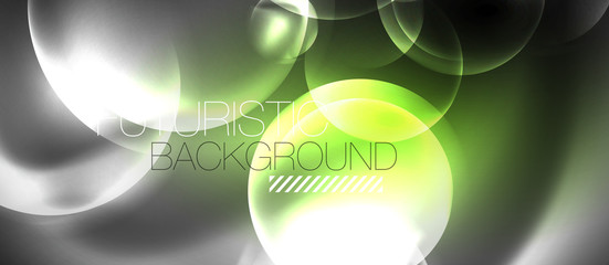 Shiny neon color light with circles abstract background