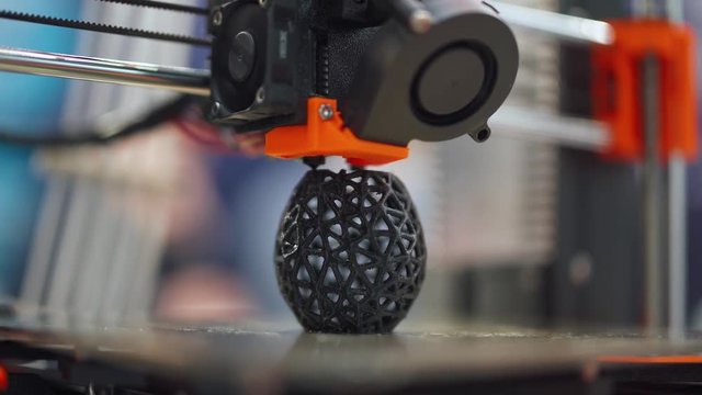 3d printer, egg model creating and printing process, 3d printing in automatic production.