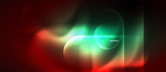 Neon glowing techno lines, blue hi-tech futuristic abstract background template