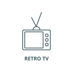 Retro tv vector line icon, outline concept, linear sign