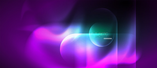 Neon glowing techno lines, hi-tech futuristic abstract background template