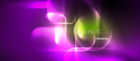 Neon glowing techno lines, blue hi-tech futuristic abstract background template
