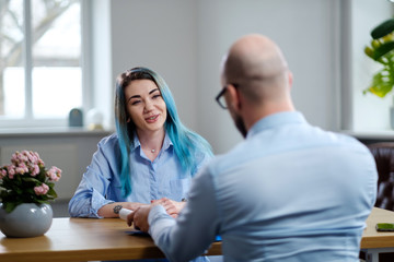 Alternative young woman attending job interview