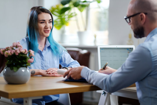 Alternative young woman attending job interview
