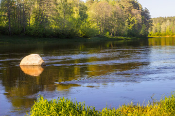 Fototapeta premium Beautiful view of the river Nemunas in the evening. Lithuania