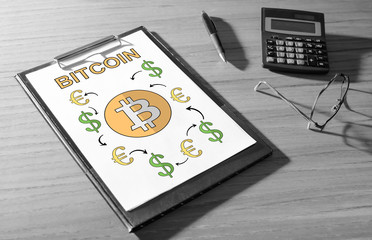 Bitcoin concept on a desk