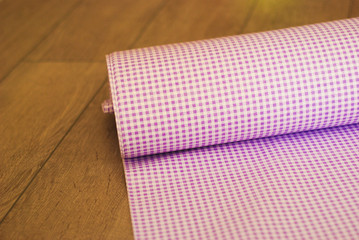trendy pink and white checkered cotton fabric