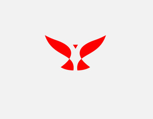 Abstract simple red logo bird icon