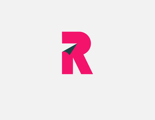 Creative logo icon pink letter R and paper typography