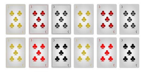 Game cards five of clubs without frames