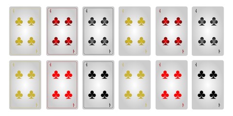 Game cards four of clubs without frames