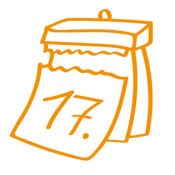 Handgezeichneter Kalender - Tag 17 in orange