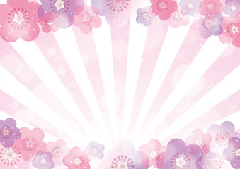 梅　花　和風　フレーム　ピンク