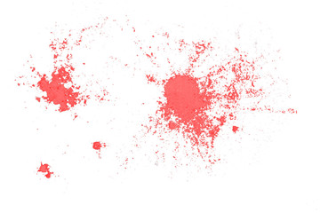 Beautiful stain of paint on a white background. Abstract drawing, blot. Colorful dust explode.