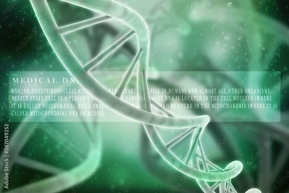 Poster 3d render of dna structure, abstract background
